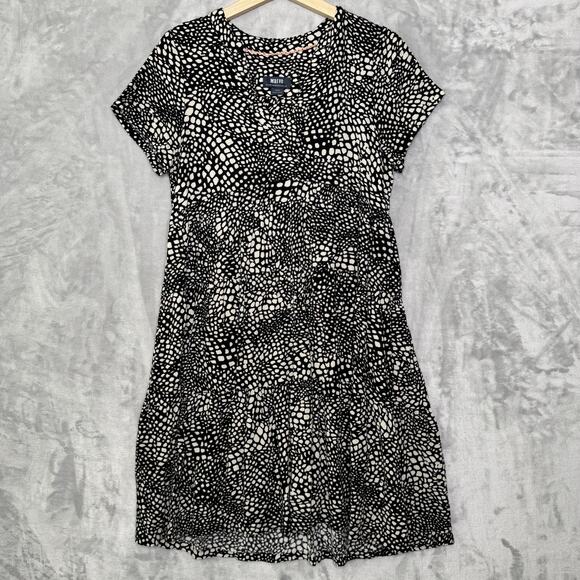 Maeve by Anthropologie Dress Womens Medium Black White Abstract Print Viscose - Picture 1 of 10